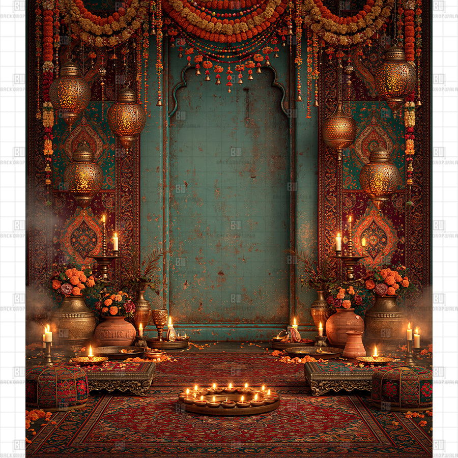 Imperial Patina Palace Baithak Printed Diwali Decoration Backdrop