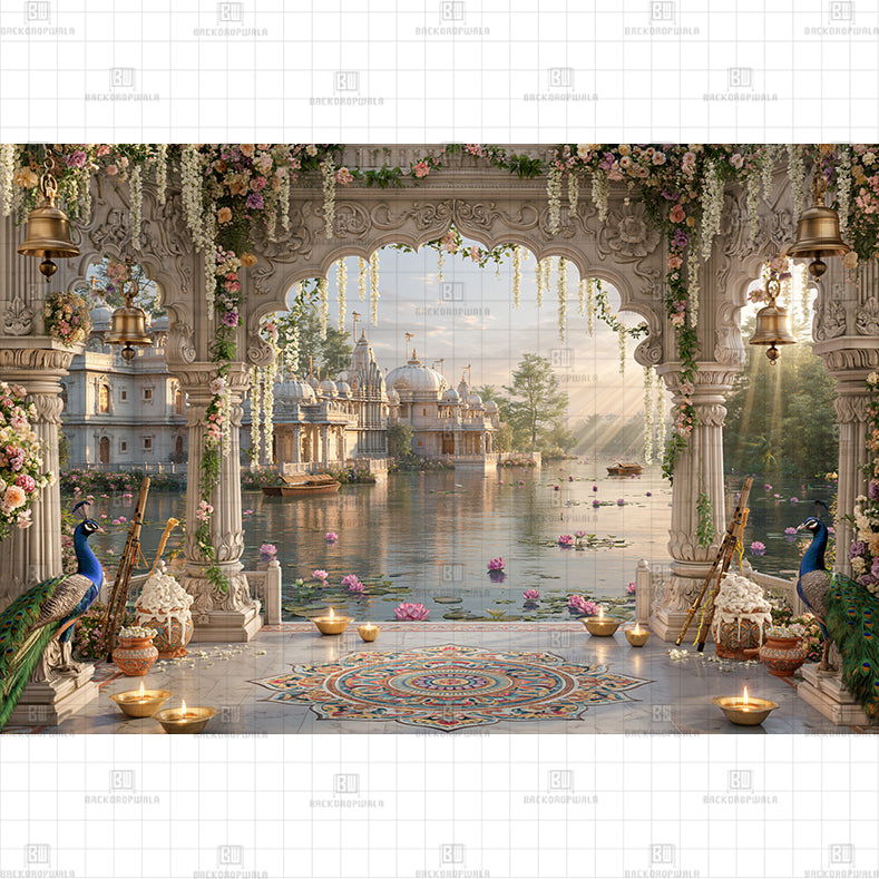 Cloud Temple Steps PRINTED BACKDROP