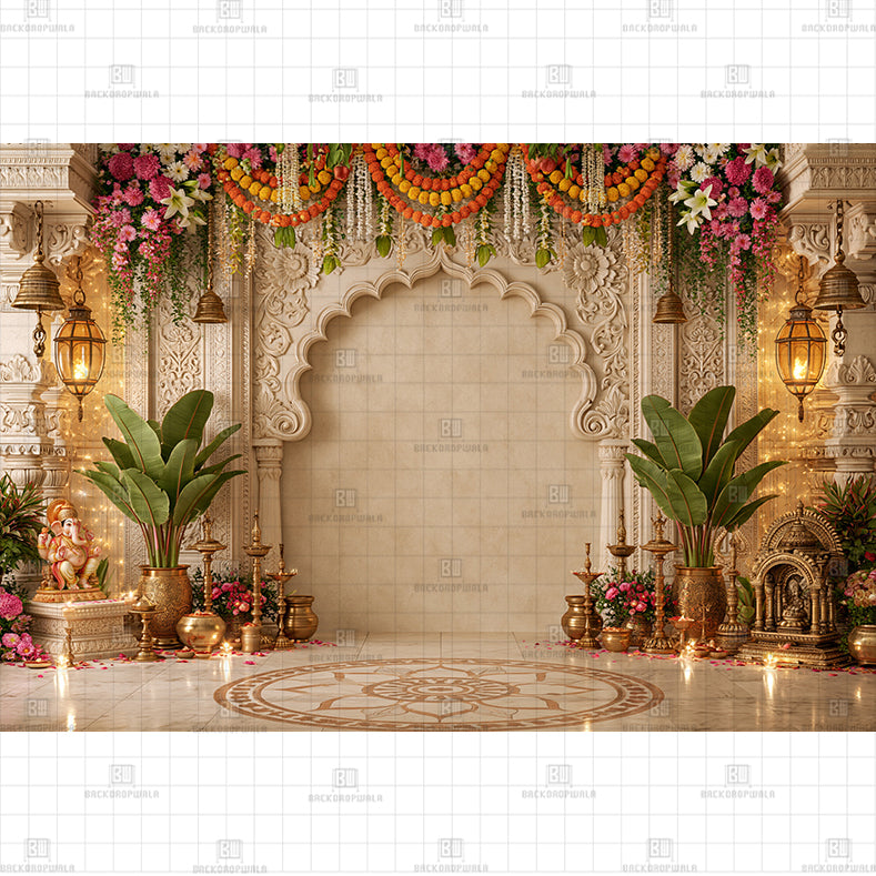 Golden Arch Vinayaka Printed Baby Backdrop