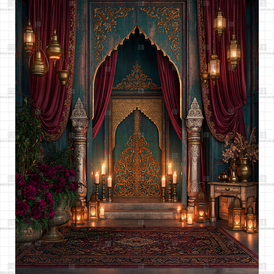 Candlelit Palace Arch Printed Diwali Baby Backdrop