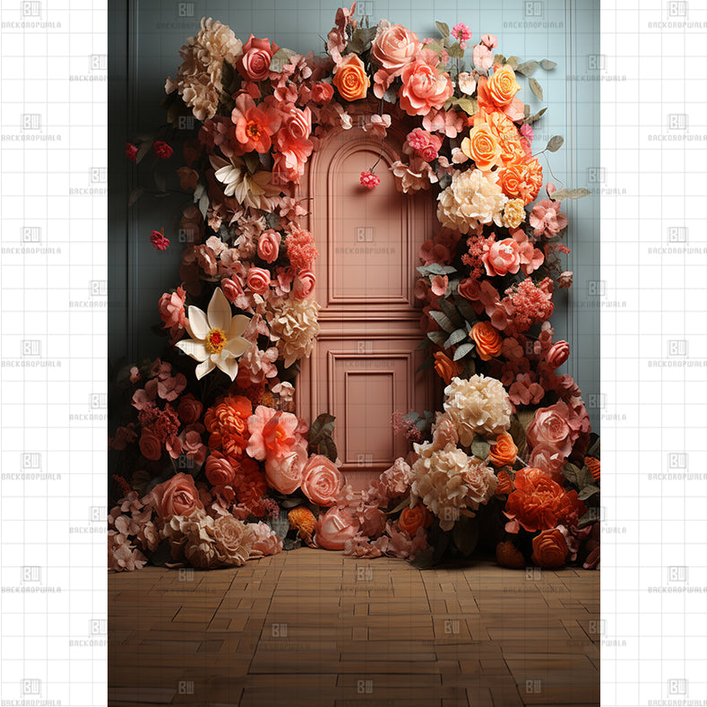 Coral Bloom Cascade Backdrop Printed Maternity Backdrop