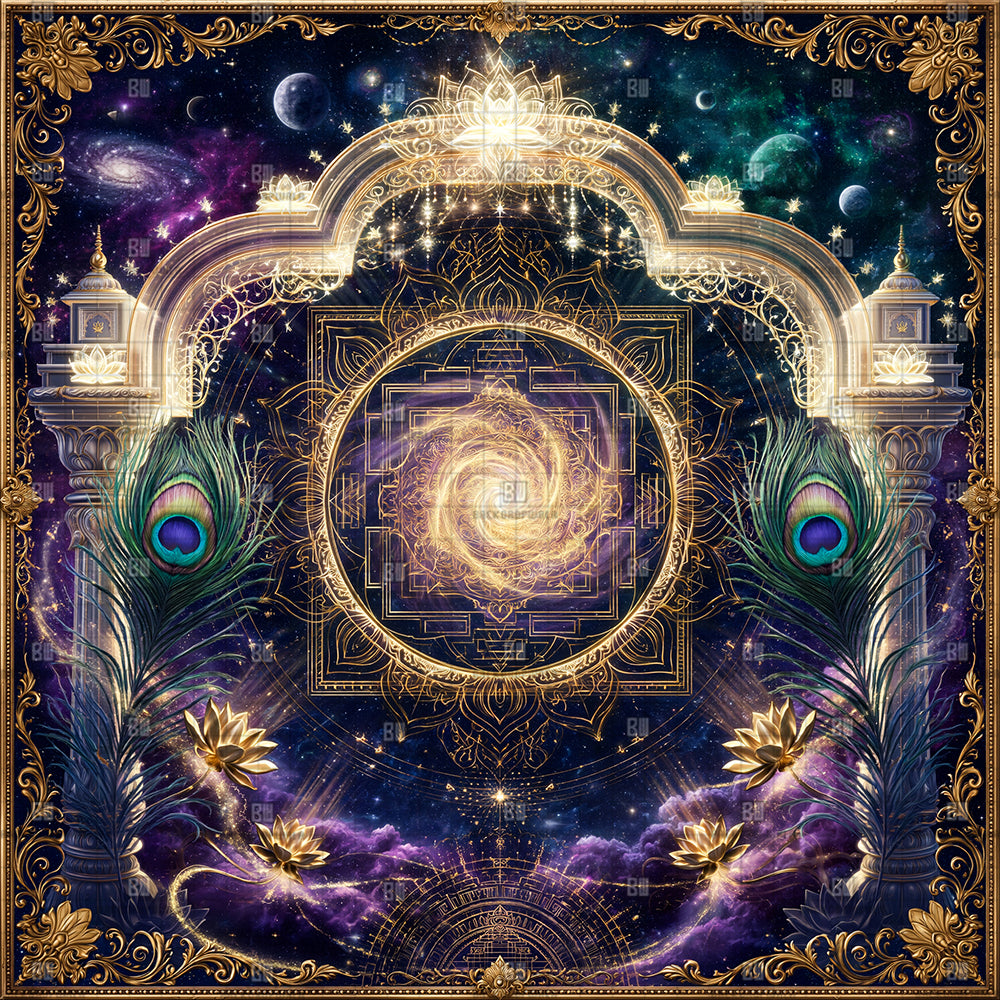 Celestial Yantra Sanctuary Ganesh Decoration Printed Backdrop