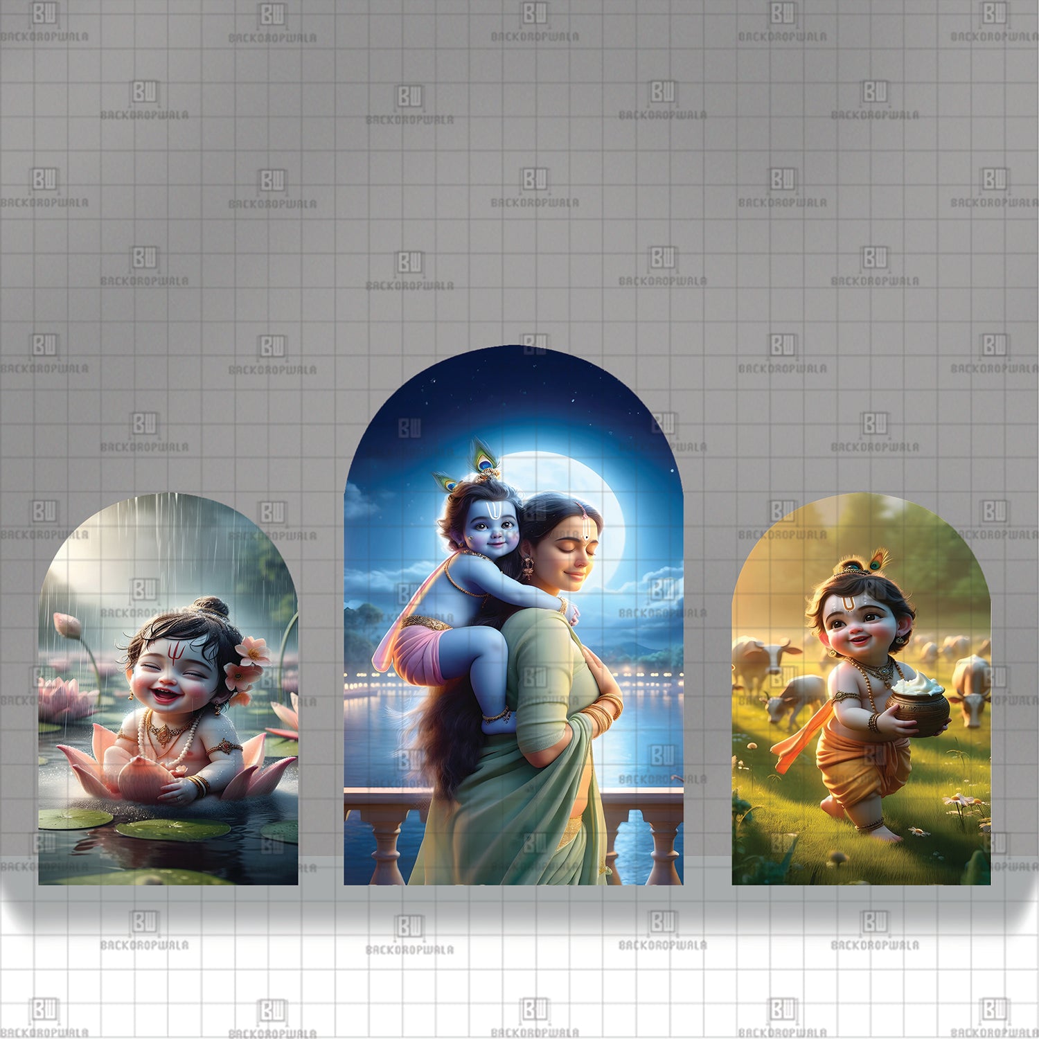 The Joy of Krishna Theme Printed Event Backdrop