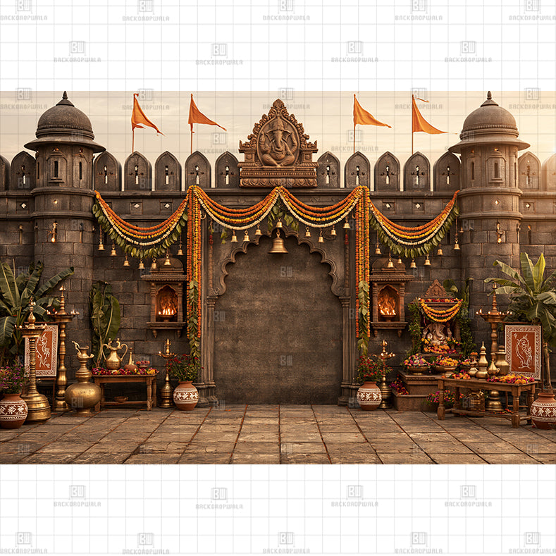 Heritage Entrance Mandap Printed Baby Backdrop