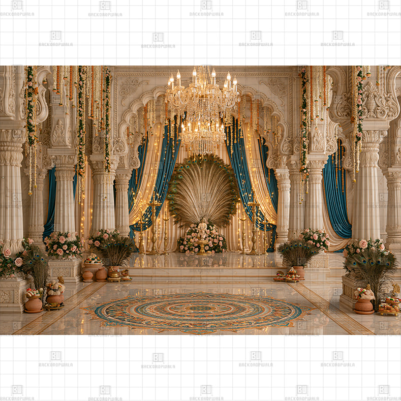White Temple Shrine PRINTED BACKDROP