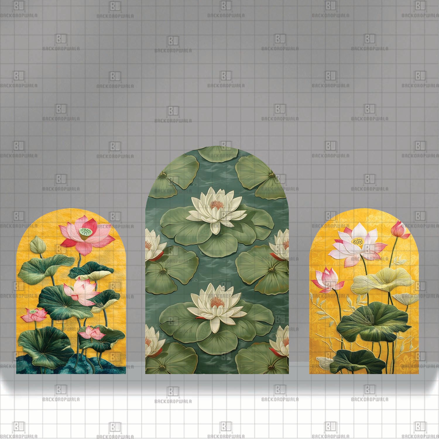 Amber and Emerald Blooms Theme Printed Event Backdrop