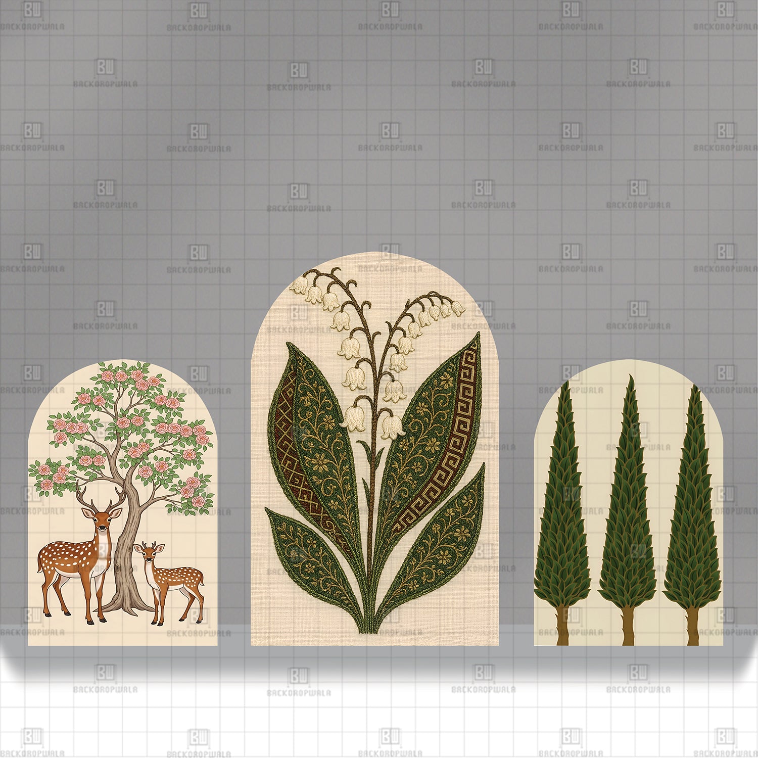 Garden of Gilded Leaves Theme Printed Event Backdrop