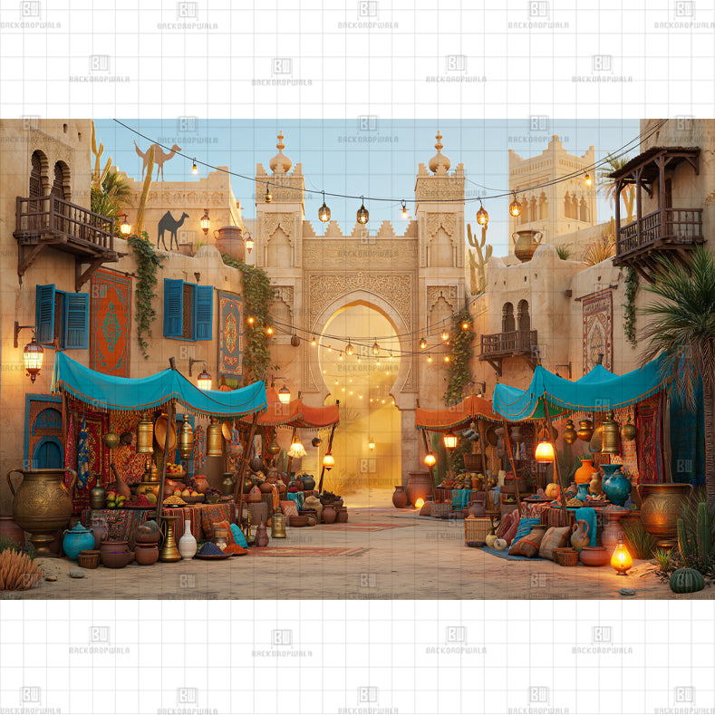 Arabian Nights Cityscape Backdrop Printed Baby Backdrop