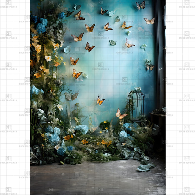 Butterfly Garden Escape Backdrop Printed Maternity Backdrop