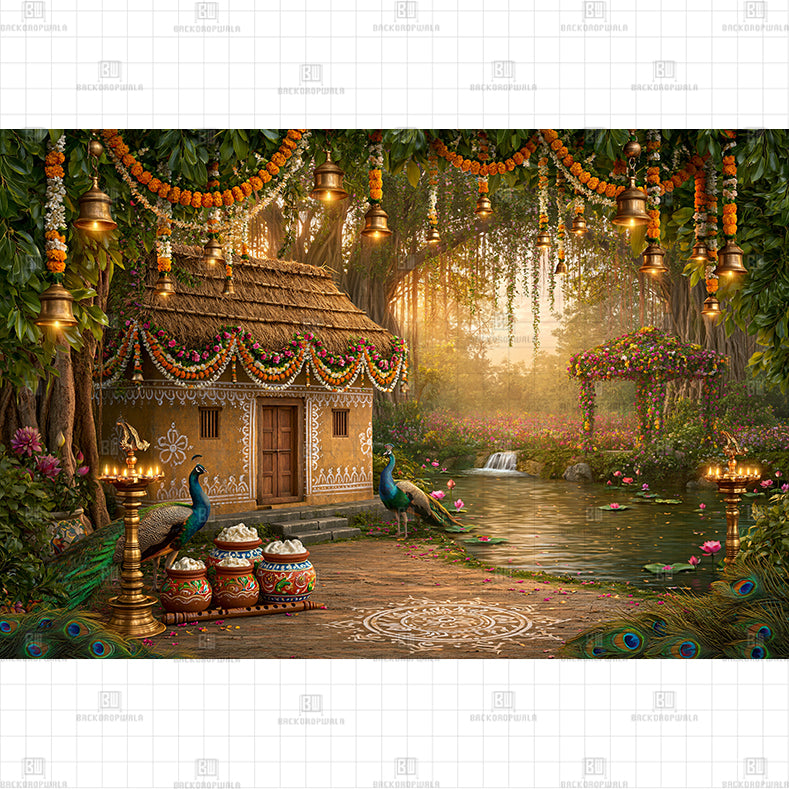 White Peacock Stage PRINTED BACKDROP