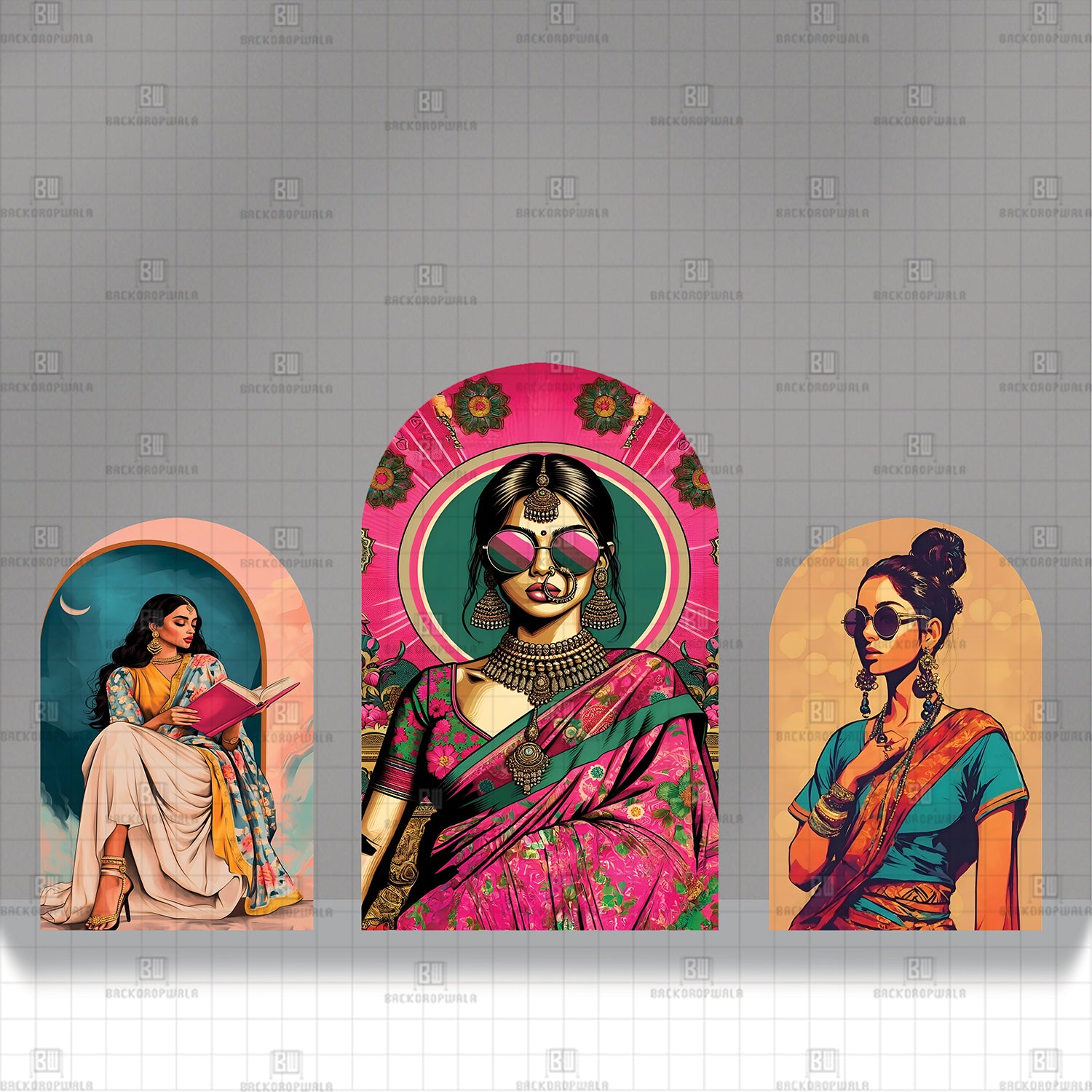 Modern Maharani Theme Printed Event Backdrop