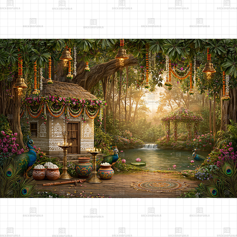 Marigold Temple Gate PRINTED BACKDROP