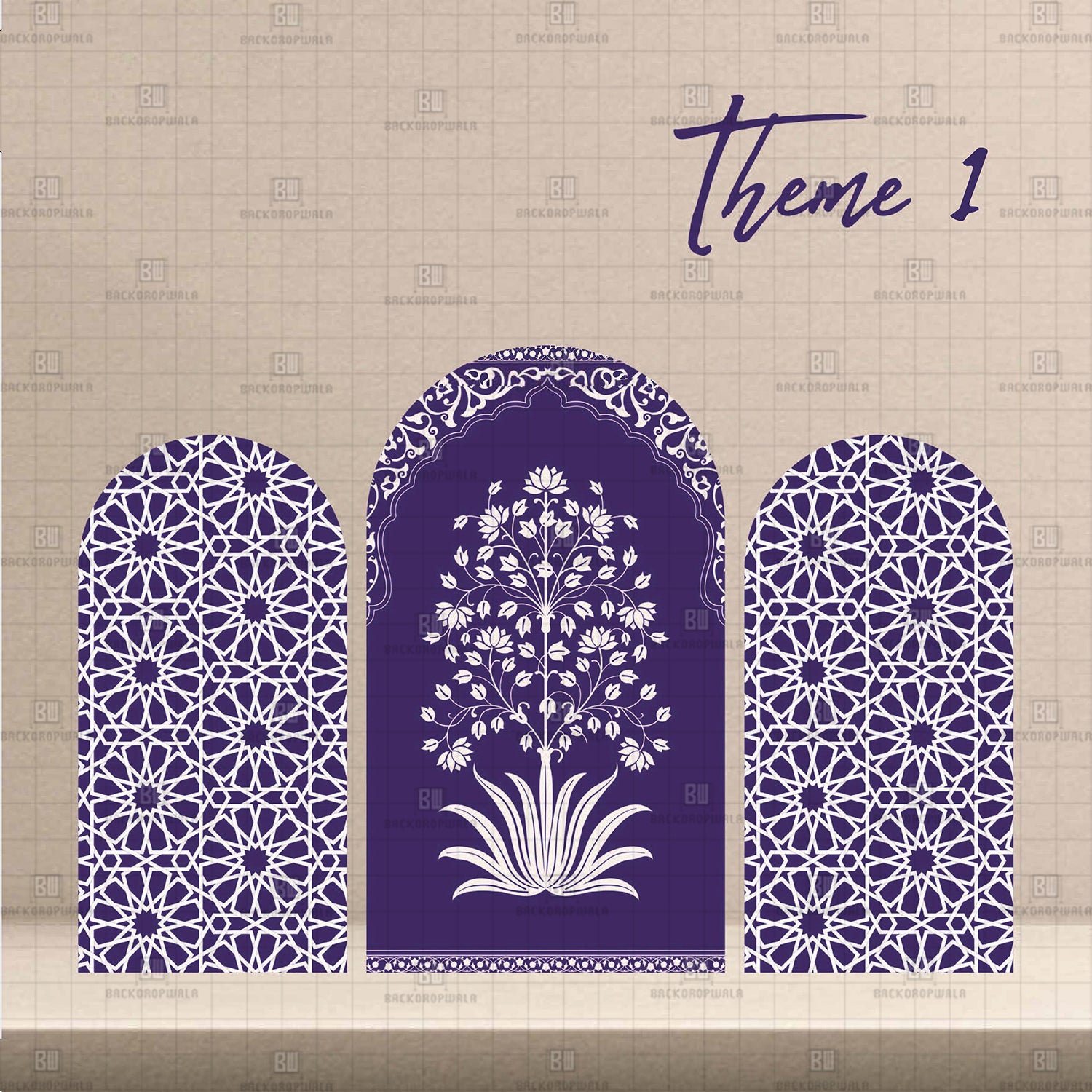 Purple Geometry Theme Printed Event Backdrop