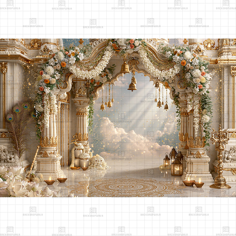 Blue Feather Throne PRINTED BACKDROP
