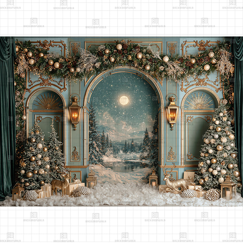 Fairytale Winter Wonderland Palace Christmas Printed Baby Backdrop