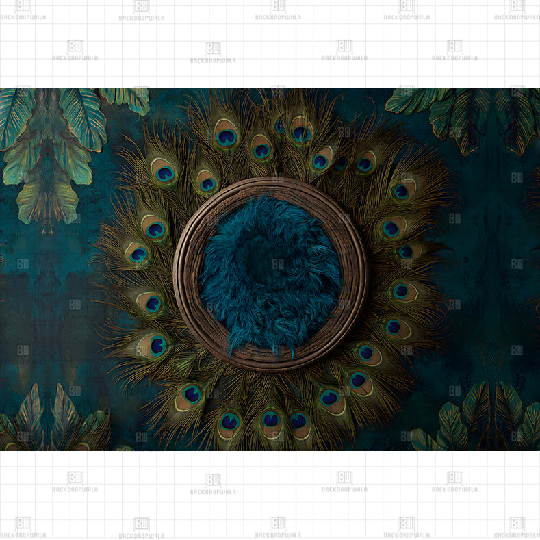 AZURE PEACOCK CROWN PRINTED BACKDROP