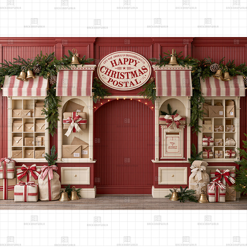 Happy Christmas Door Printed Baby Backdrop
