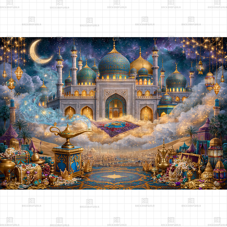 Moroccan Golden Palace Backdrop Printed Baby Backdrop