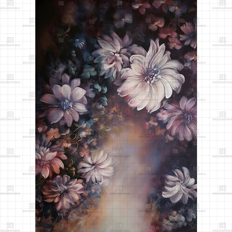 Twilight Floral Canvas Backdrop Printed Maternity Backdrop