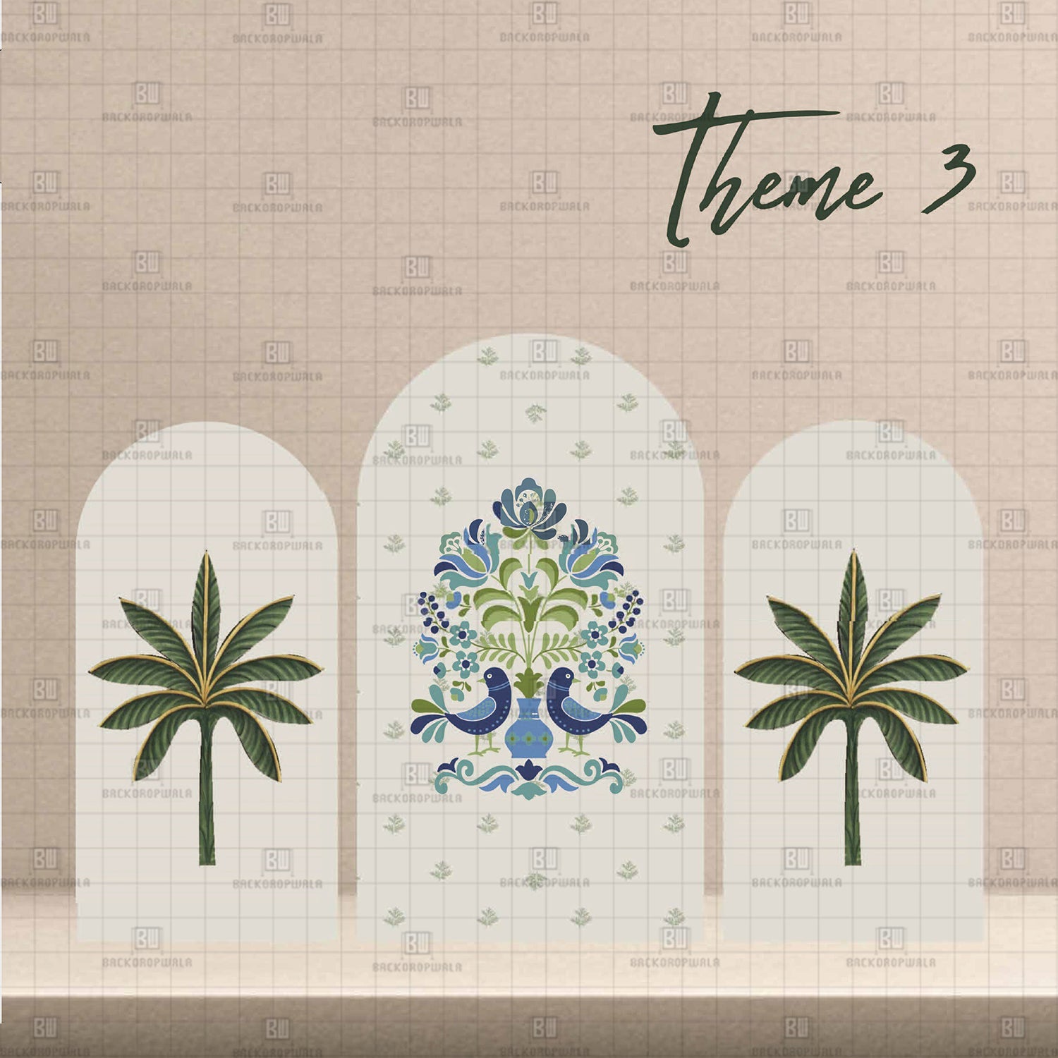 Birds of the Blue Vase Theme Printed Event Backdrop