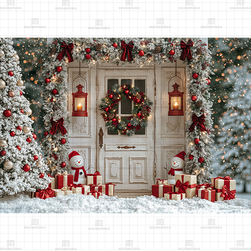 Winter Wonderland Lantern Porch Christmas Printed Baby Backdrop