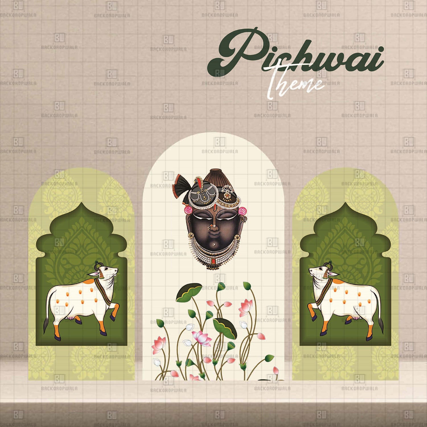 Pichwai Theme Printed Event Backdrop