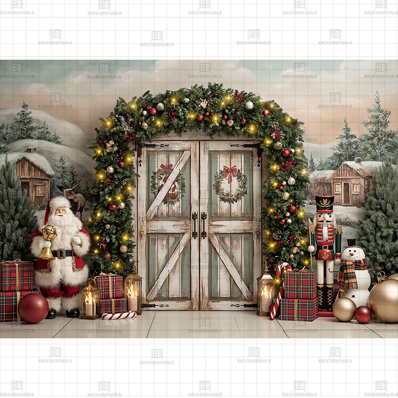 Rustic North Pole Christmas Printed Baby Backdrop