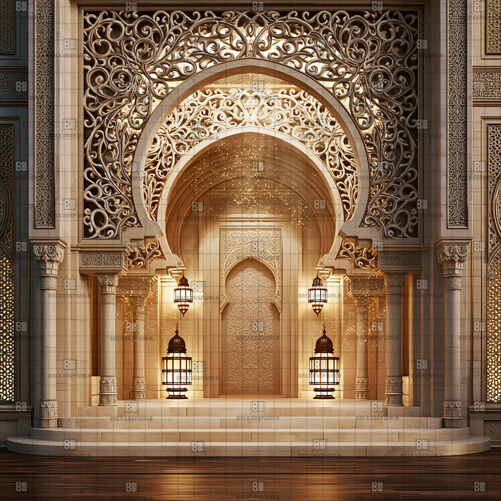 Imperial Arabic Portal Ganesh Decoration Printed Backdrop