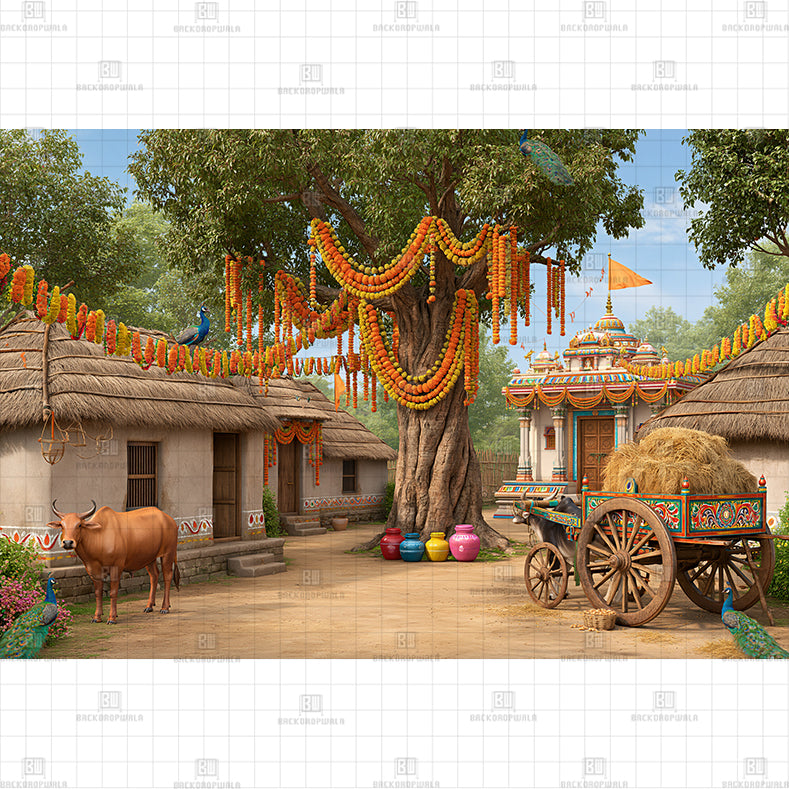 Floral Krishna Entrance PRINTED BACKDROPS