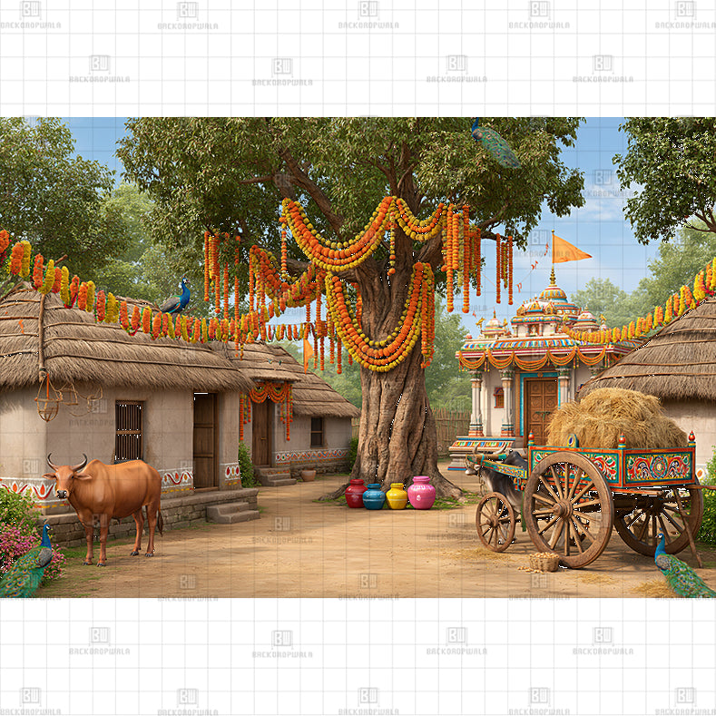 Floral Krishna Entrance PRINTED BACKDROPS