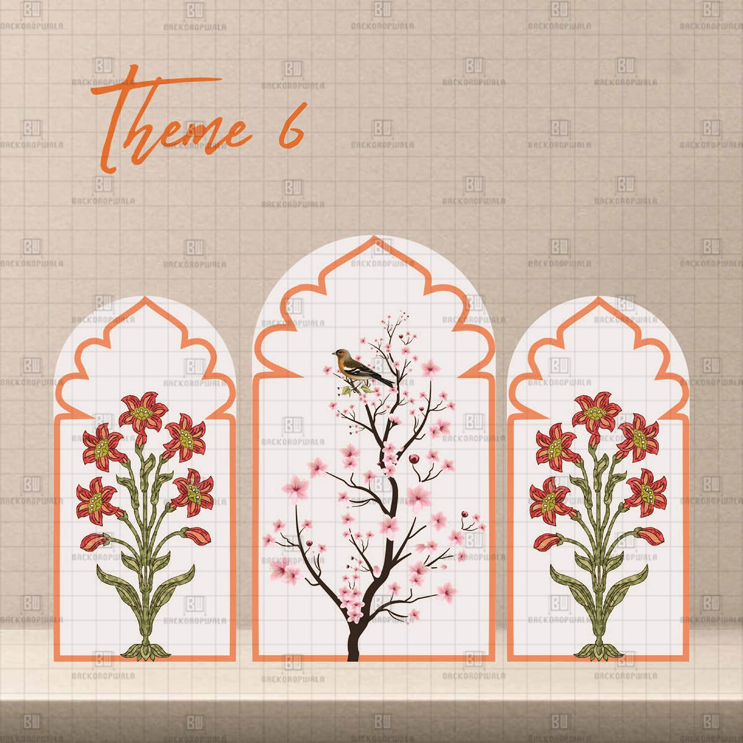 Botanical Lattice Theme Printed Event Backdrop