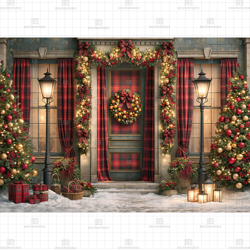 Vintage Tartan Plaid Christmas Printed Baby Backdrop