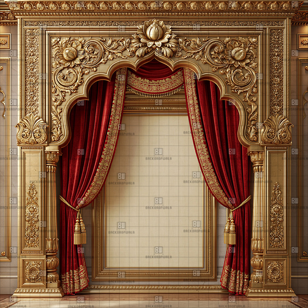 Imperial Grandeur Ganesh Decoration Printed Backdrop