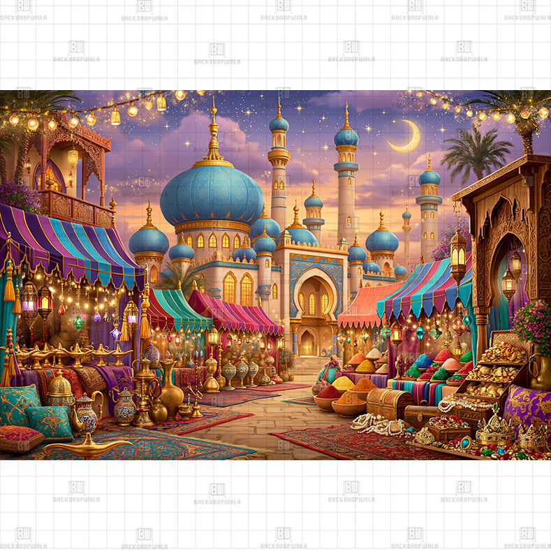 Moroccan Shopping Market Backdrop Printed Baby Backdrop