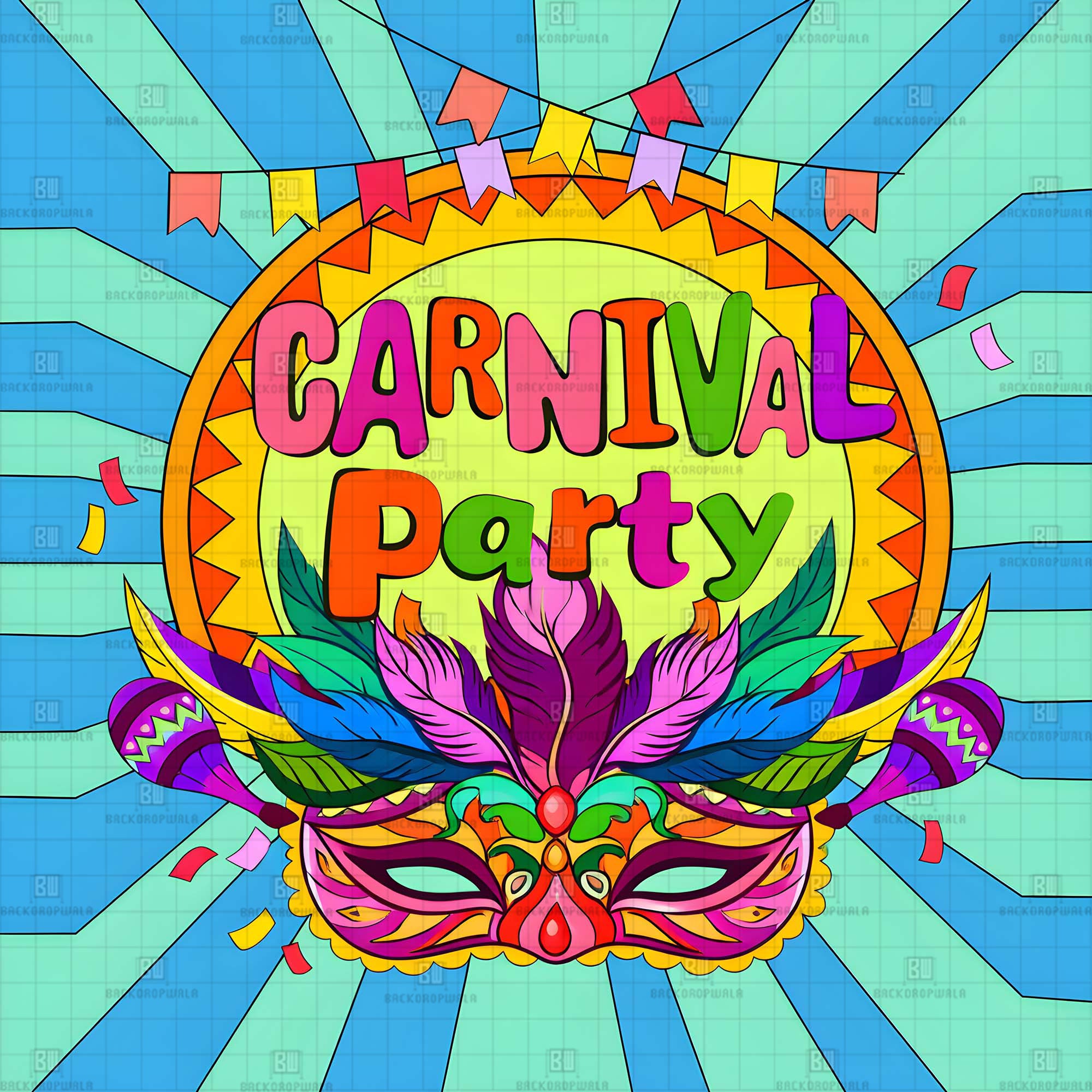 Party of Carnival & Haldi Theme Backdrop