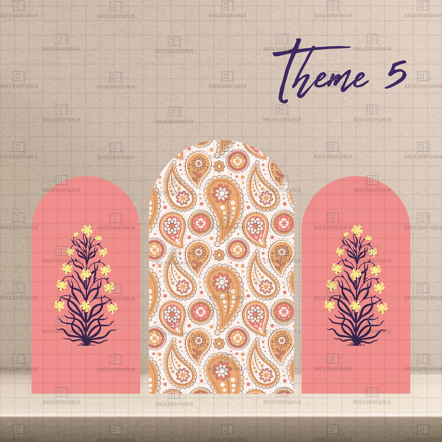 Terracotta Blooms Theme Printed Event Backdrop