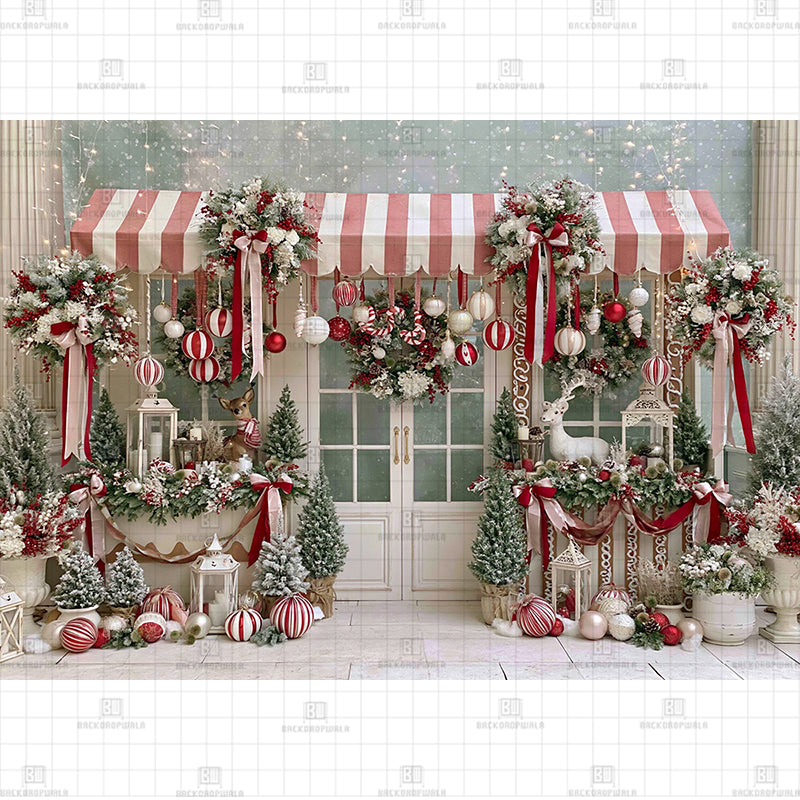 Candy Cane Holiday Sweet Shoppe Christmas Printed Baby Backdrop