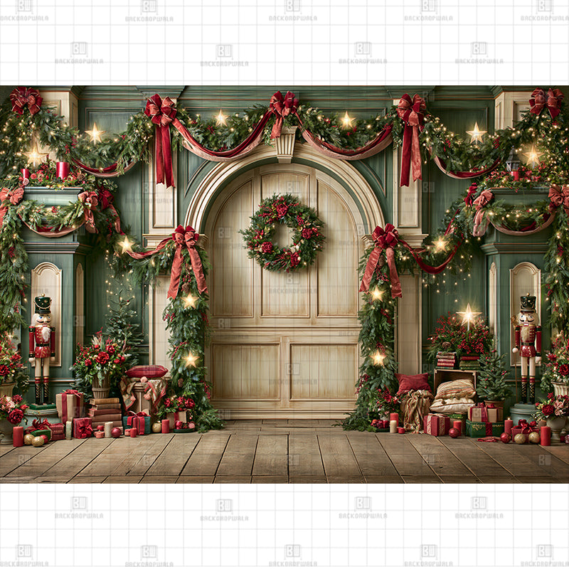 Classic Emerald Christmas Printed Baby Backdrop