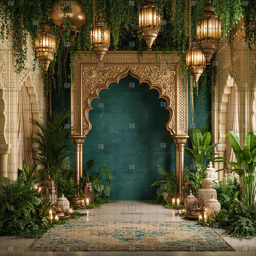 The Moroccan Lantern Sanctuary Ganesh Decoration Printed Backdrop
