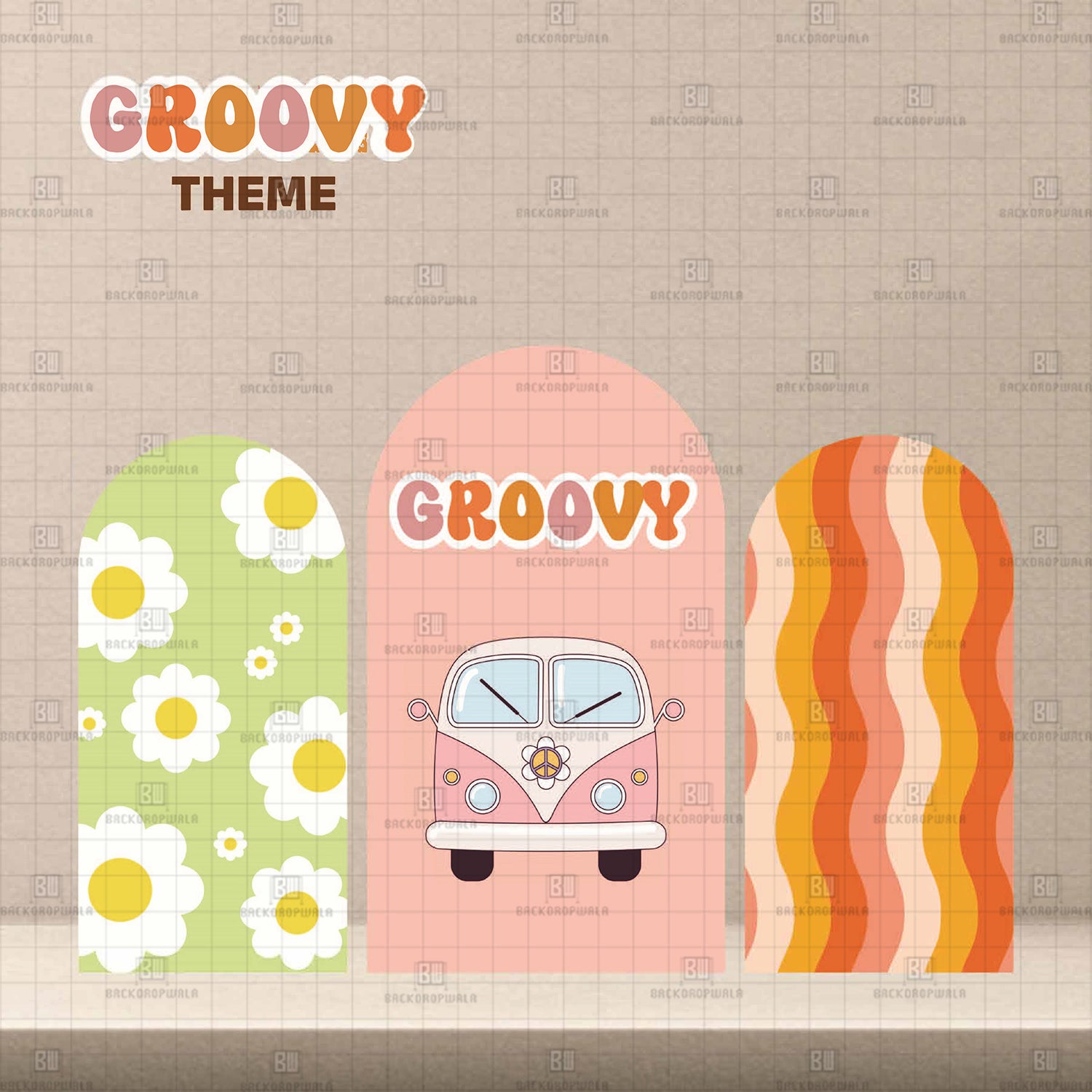 Groovy Theme Printed Event Backdrop