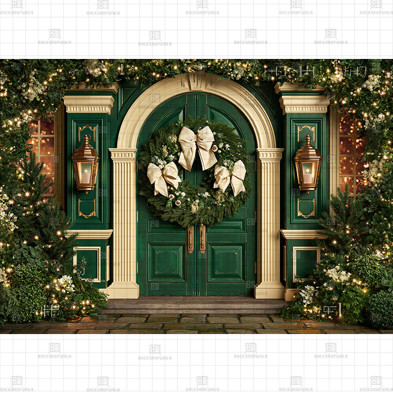 Elegant Evergreen Arch Christmas Printed Baby Backdrop