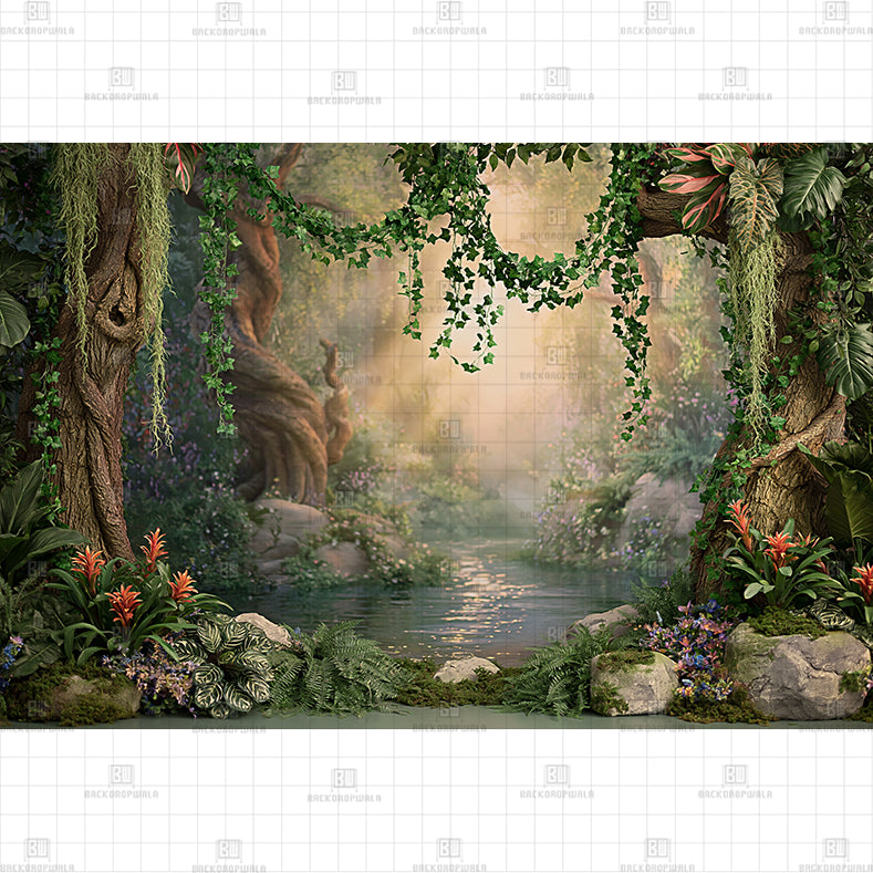 Mystical Jungle Oasis Printed Baby Backdrop