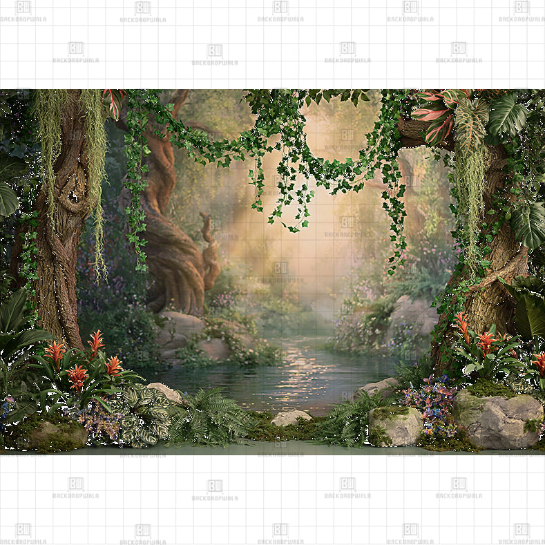 Mystical Jungle Oasis Printed Baby Backdrop