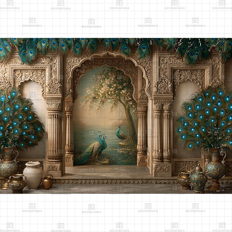 The Royal Peacock Mahal Printed Baby Backdrop