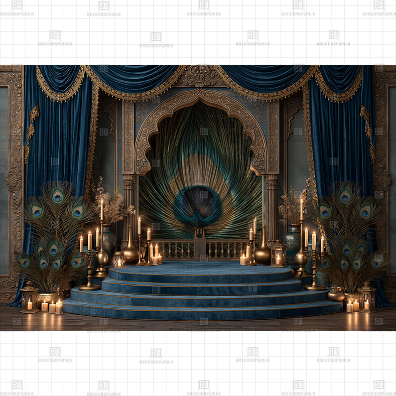 Imperial Peacock Jharokha Printed Baby Backdrop