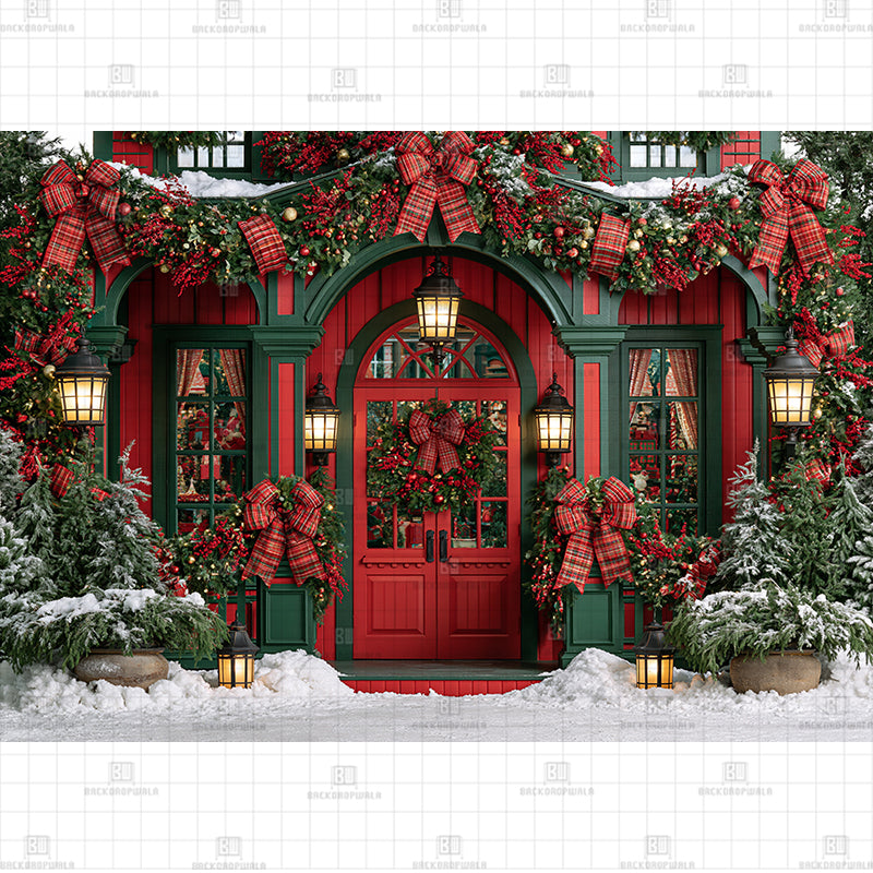 Vintage Tartan Ribbon Christmas Printed Baby Backdrop