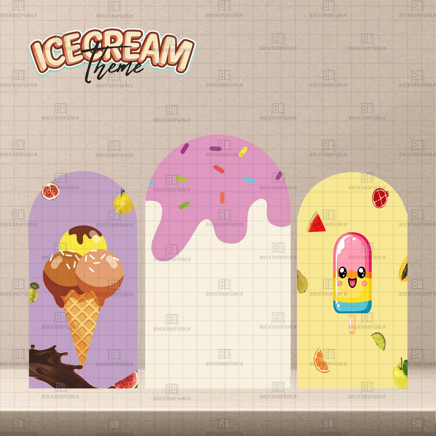 Icecream Theme Printed Event Backdrop