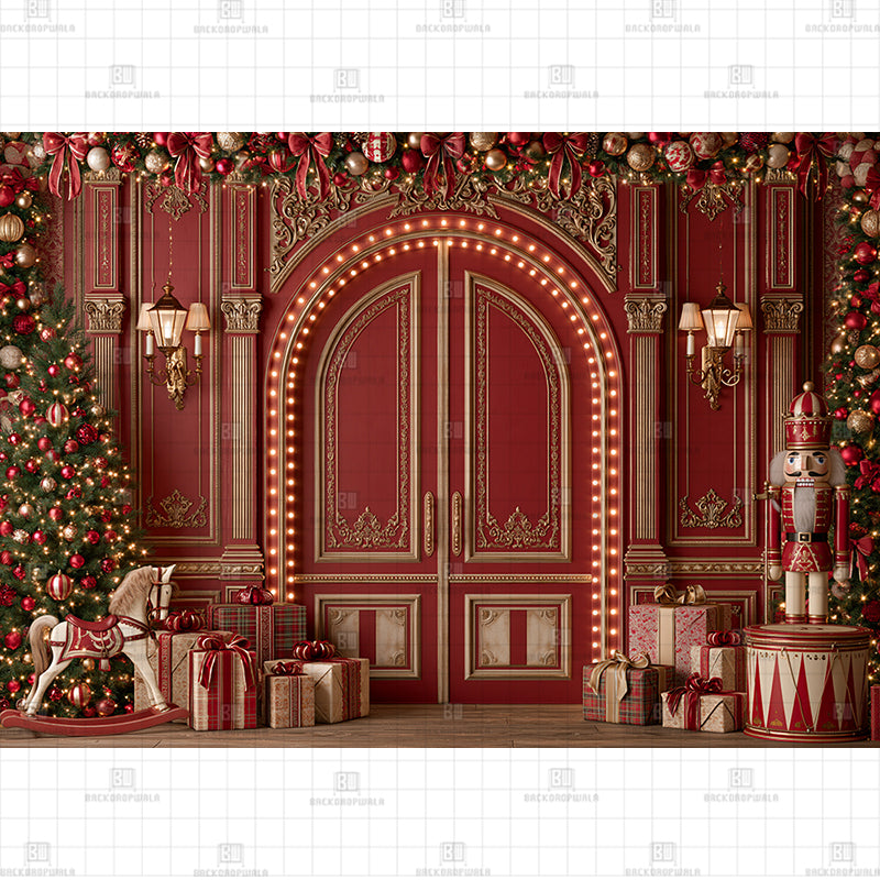 Luxe Crimson Christmas Printed Baby Backdrop