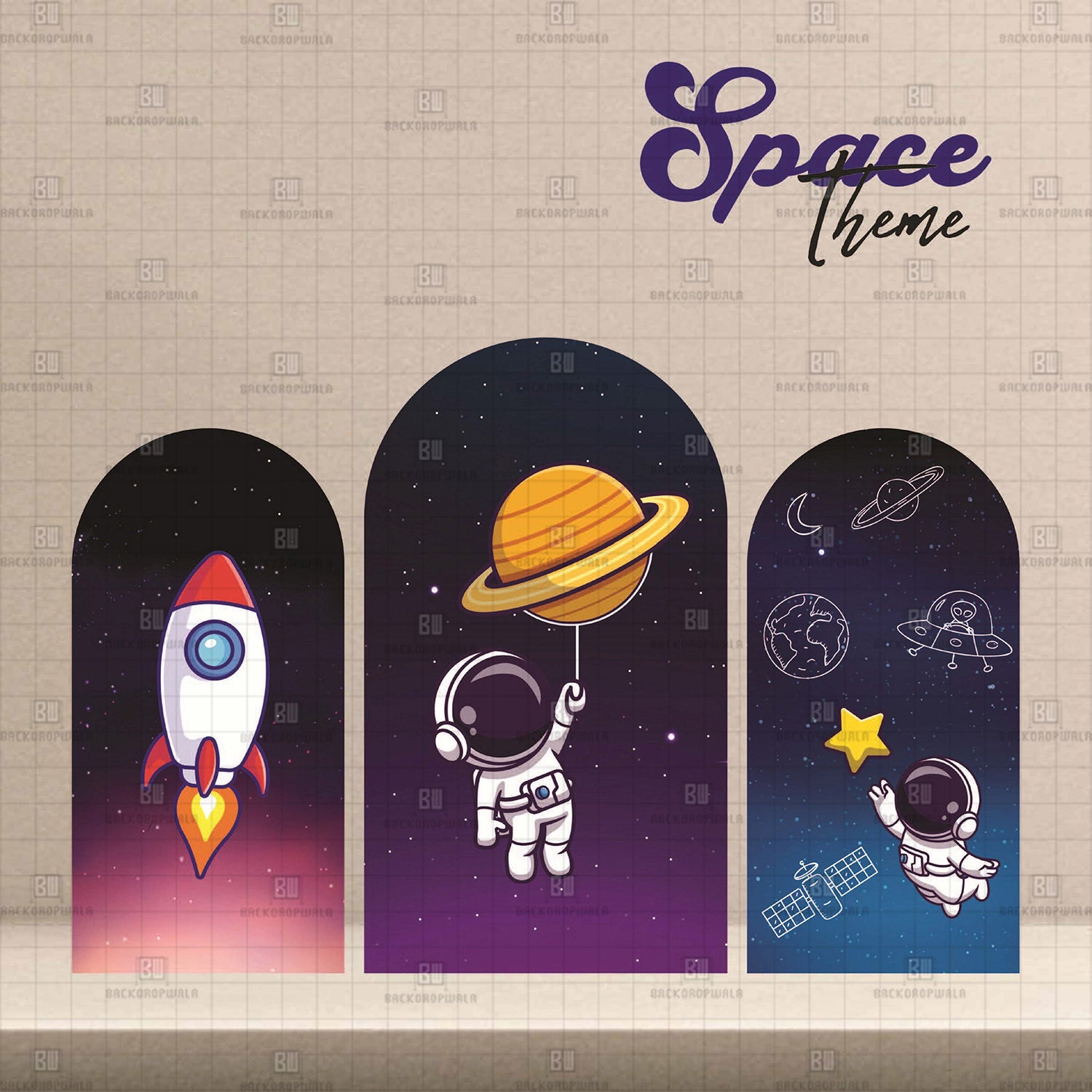 Space Theme Printed Event Backdrop