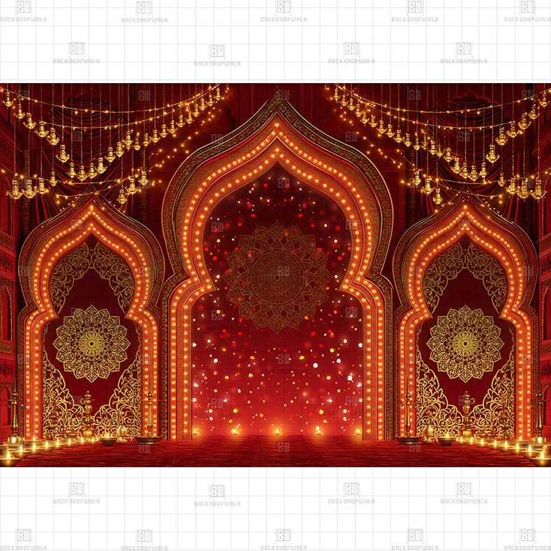 The Crimson Darbar Printed Diwali Baby Backdrop